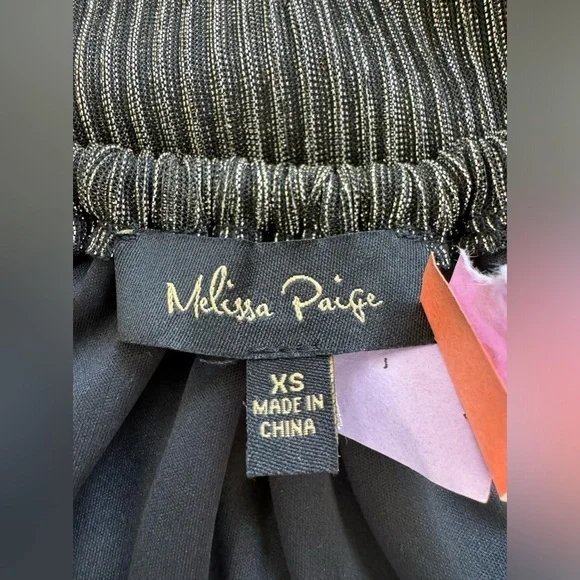 Metallic Black Gold Pleated Halter Top Sheer Overlay Date Night Party XS - Picture 10 of 12